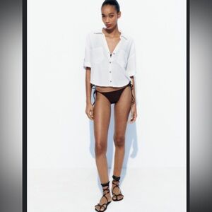 Zara linen blend short sleeve shirt